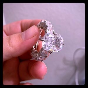 Statement Sterling silver white sapphire ring